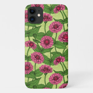 Roze Zinnias op lichtgroen Case-Mate iPhone Case