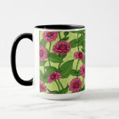 Roze Zinnias op lichtgroen Mok (Links)