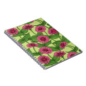 Roze Zinnias op lichtgroen Notitieboek (Rechterzijde)