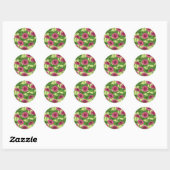 Roze Zinnias op lichtgroen Ronde Sticker (Vel)