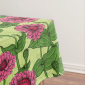 Roze Zinnias op lichtgroen Tafelkleed (Voorbeeld)