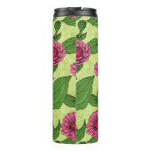 Roze Zinnias op lichtgroen Thermosbeker (Achterkant)