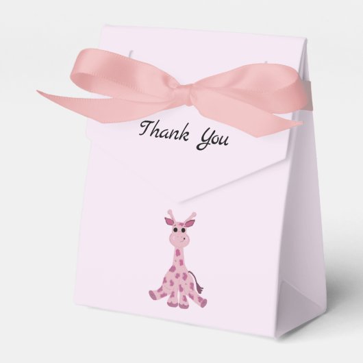 Roze Zittende Giraffe Bedankdoosjes (Voorkant Zijde)