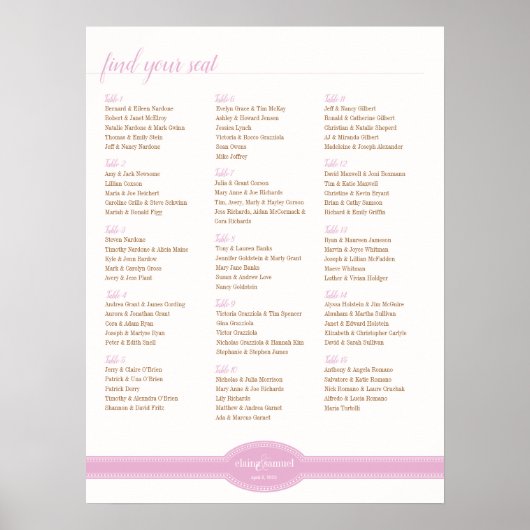Roze Zitting Grafiek, Caroline Wedding Collectie Poster (Voorkant)