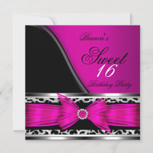 Roze Zoete 16 Sweet Sixteen Luipaard Zwart Kaart