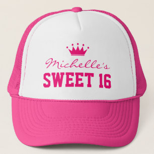 Roze zoete 16 Trucker Hat met prinseskroon Pet