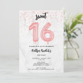 Roze zoete 16 Zestiende verjaardag Partij Kaart (Staand voorkant)