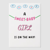 Roze Zoete Baby Meisje Baby Shower Vellum Uitnodigingen (Voorkant)