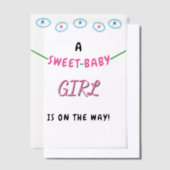 Roze Zoete Baby Meisje Baby Shower Vellum Uitnodigingen (Offset)