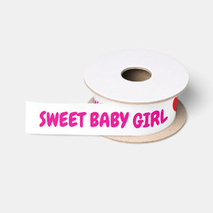 Roze Zoete Baby Meisje Rode Harten Satijnen Lint