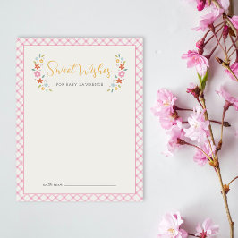 Roze Zoete Bloemige Wensen Voor Baby Shower Kaart Notitiekaartje