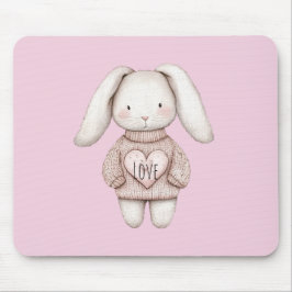 Roze Zoete Cute Konijn Roze Trui Hart Muismat