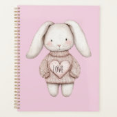 Roze Zoete Cute Konijn Roze Trui Hart Planner (Voorkant)