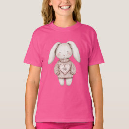 Roze Zoete Cute Konijn Roze Trui Hart T-shirt