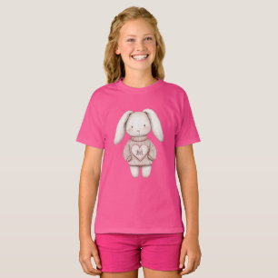 Roze Zoete Cute Konijn Roze Trui Hart T-shirt