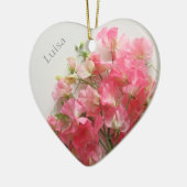 Roze, zoete doperwt keramisch ornament (Links)