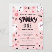 Roze zoete en spookachtige Halloween 1e verjaardag Kaart (Voorkant)