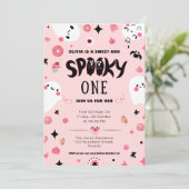 Roze zoete en spookachtige Halloween 1e verjaardag Kaart (Staand voorkant)