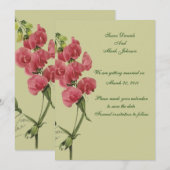 Roze Zoete Erwt Bloem Bruiloft Bewaar De Datum Save The Date (Voorkant / Achterkant)