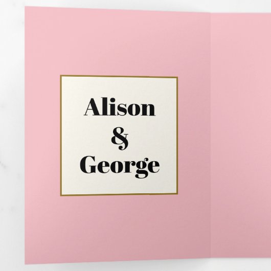 roze zoete erwt en initialen bloemenbruiloft drieluik uitnodiging (Binnenzijde eerst)