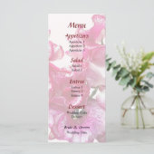 Roze Zoete Erwt Hart Trouwmenu Menu (Staand voorkant)