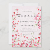 Roze zoete erwten aquarel 2 bruiloft uitnodiging (Voorkant)
