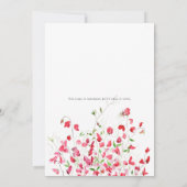 Roze zoete erwten aquarel 2 bruiloft uitnodiging (Achterkant)