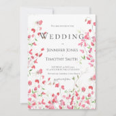 Roze zoete erwten aquarel huwelijksuitnodiging kaart (Voorkant)