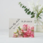 roze zoete erwten, vers save the date (Staand voorkant)