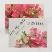 roze zoete erwten, vers save the date (Voorkant / Achterkant)