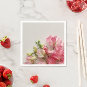 roze zoete erwten, vers servet