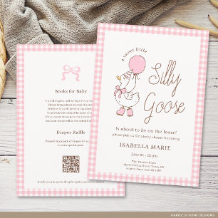 Roze Zoete Kleine Dwaas Gansje Baby Shower Kaart