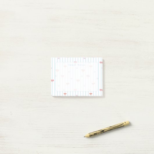 Roze Zoete Lint Aangepaste Post-it Notities Post-it® Notes (Op bureau)