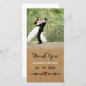 Roze Zoeteliefjes & Pijlen Rustic Trouw Bruidspaar Bedankkaart (Voorkant / Achterkant)