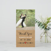Roze Zoeteliefjes & Pijlen Rustic Trouw Bruidspaar Bedankkaart (Staand voorkant)