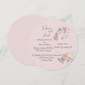 Roze zoetheid Ronde bruiloft uitnodiging (Voorkant / Achterkant)