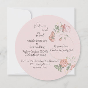 Roze zoetheid Ronde bruiloft uitnodiging