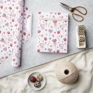 Roze Zoetigheden Valentijnsdag Cadeaupapier