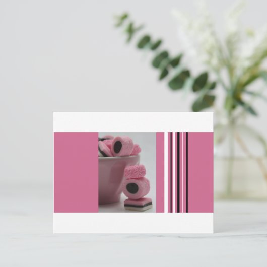 roze zoetigheid briefkaart (Staand voorkant)