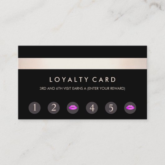 Roze zogende Lips 6 Punch Customer Loyalty Card (Voorkant)