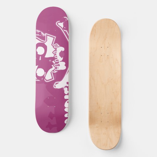 Roze Zombie Skull Skateboard (Voorkant)