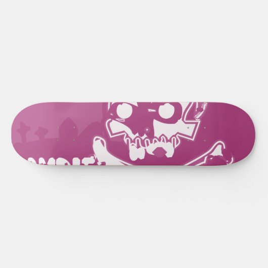 Roze Zombie Skull Skateboard (Horizontaal)