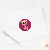 Roze Zombie Sugar Kitten Ronde Sticker (Envelop)