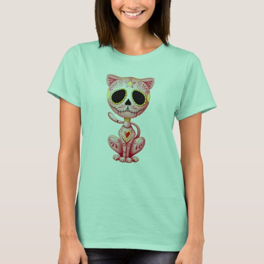 Roze Zombie Sugar Kitten T-shirt (Voorkant)