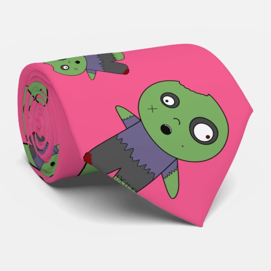 Roze zombies stropdas (Opgerold)