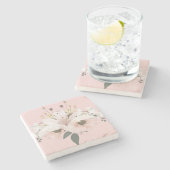 Roze Zomer Bloemen Stenen Onderzetter (Zijkant)