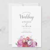 Roze Zomer Bloemen Waterverf Bruiloft Uitnodiging (Voorkant)