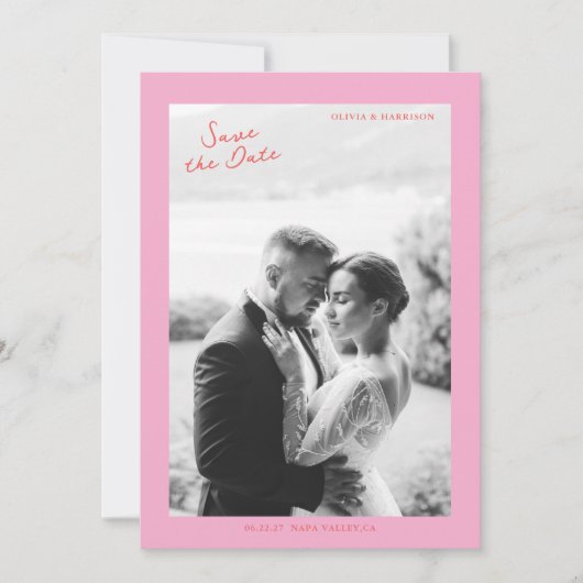 Roze zomer bruiloft Save the Date Kaart (Voorkant)