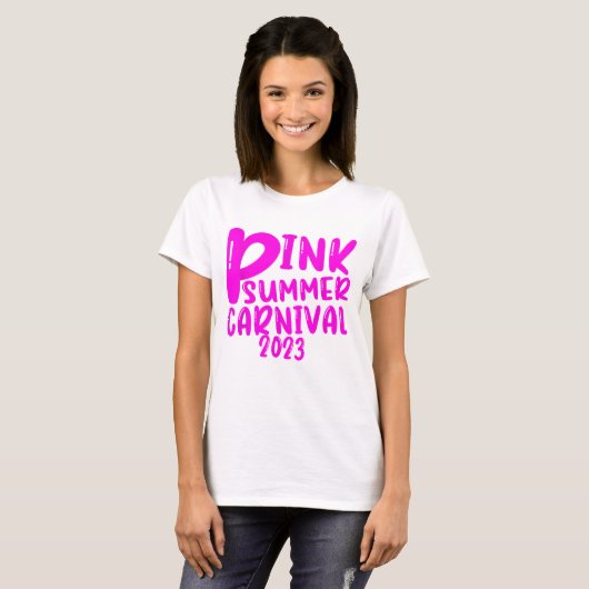 Roze Zomer Carnaval 2023 T-shirt (Voorkant volledig)