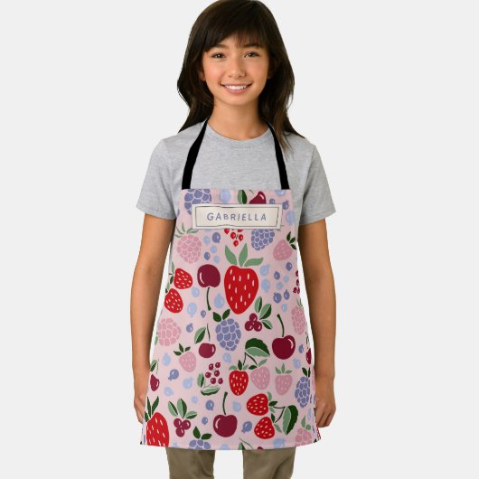 Roze Zomer Fruit Bessen Bruidsmeisje Gepersonalise Schort (Insitu)